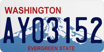 WA license plate AYO3152