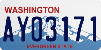 WA license plate AYO3171