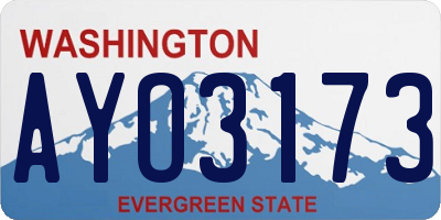 WA license plate AYO3173