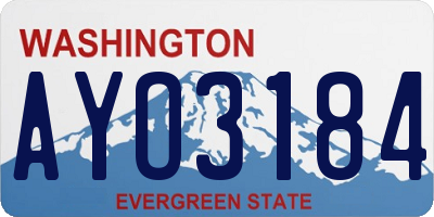 WA license plate AYO3184