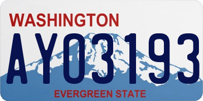 WA license plate AYO3193
