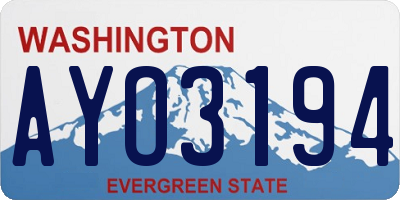 WA license plate AYO3194