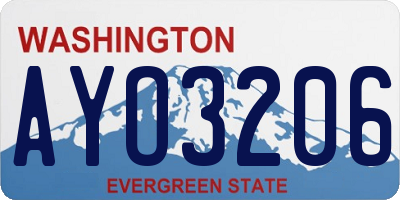 WA license plate AYO3206