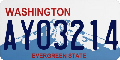 WA license plate AYO3214