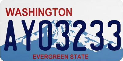 WA license plate AYO3233