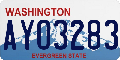 WA license plate AYO3283