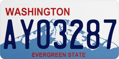 WA license plate AYO3287