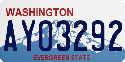 WA license plate AYO3292
