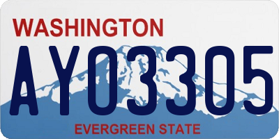WA license plate AYO3305