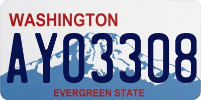 WA license plate AYO3308