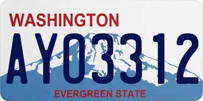 WA license plate AYO3312