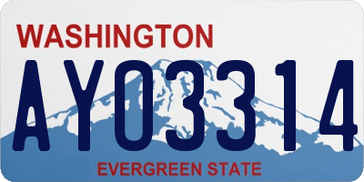 WA license plate AYO3314