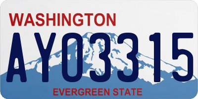 WA license plate AYO3315