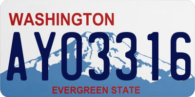 WA license plate AYO3316