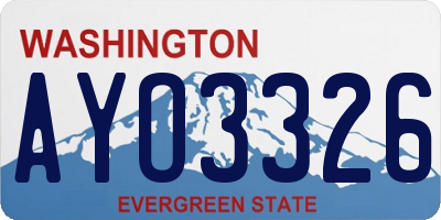 WA license plate AYO3326