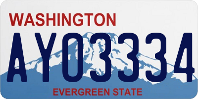 WA license plate AYO3334