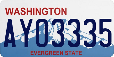 WA license plate AYO3335