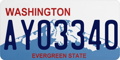WA license plate AYO3340