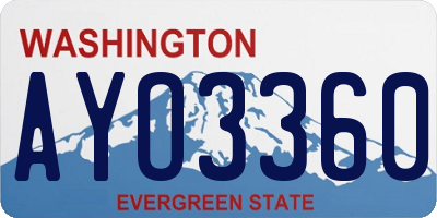 WA license plate AYO3360