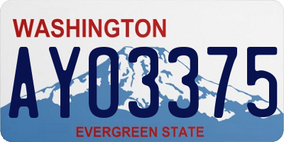 WA license plate AYO3375