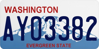 WA license plate AYO3382