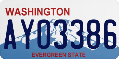 WA license plate AYO3386