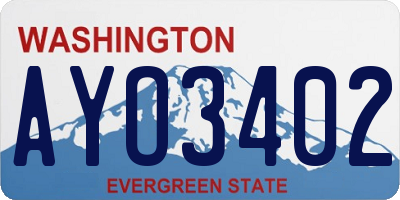 WA license plate AYO3402