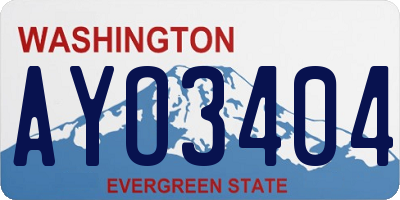 WA license plate AYO3404
