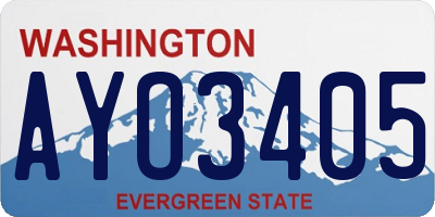 WA license plate AYO3405