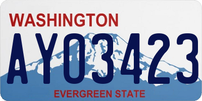 WA license plate AYO3423