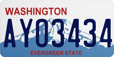 WA license plate AYO3434