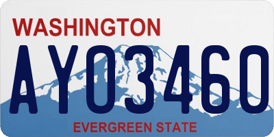 WA license plate AYO3460
