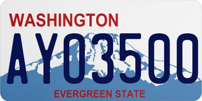 WA license plate AYO3500