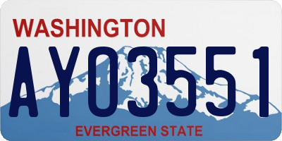 WA license plate AYO3551
