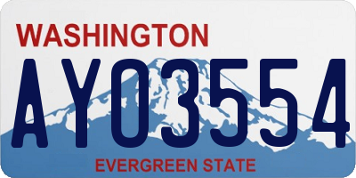 WA license plate AYO3554