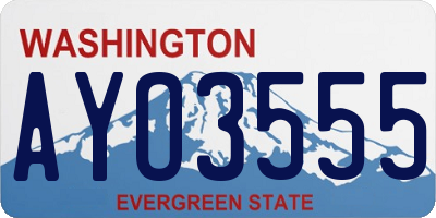 WA license plate AYO3555