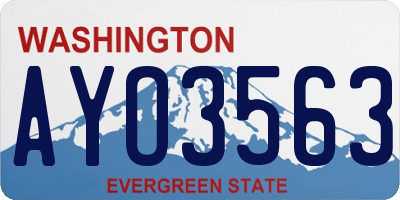 WA license plate AYO3563