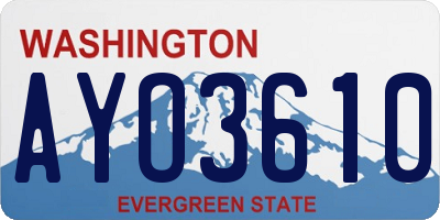 WA license plate AYO3610