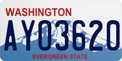 WA license plate AYO3620