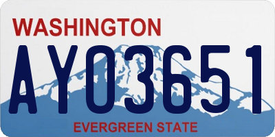 WA license plate AYO3651