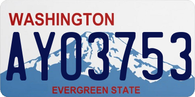 WA license plate AYO3753