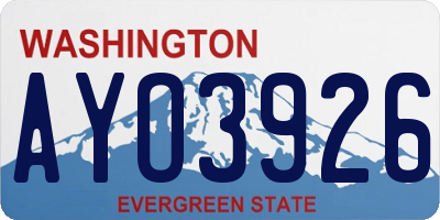 WA license plate AYO3926