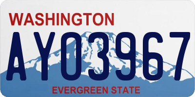 WA license plate AYO3967