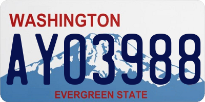 WA license plate AYO3988