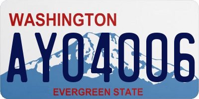 WA license plate AYO4006