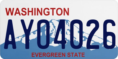 WA license plate AYO4026