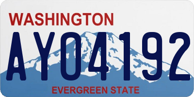 WA license plate AYO4192