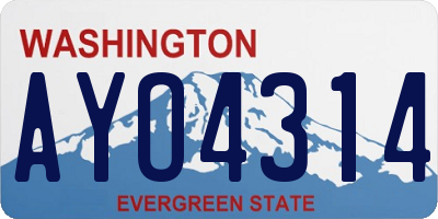 WA license plate AYO4314