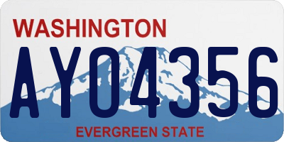 WA license plate AYO4356