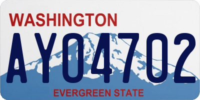 WA license plate AYO4702